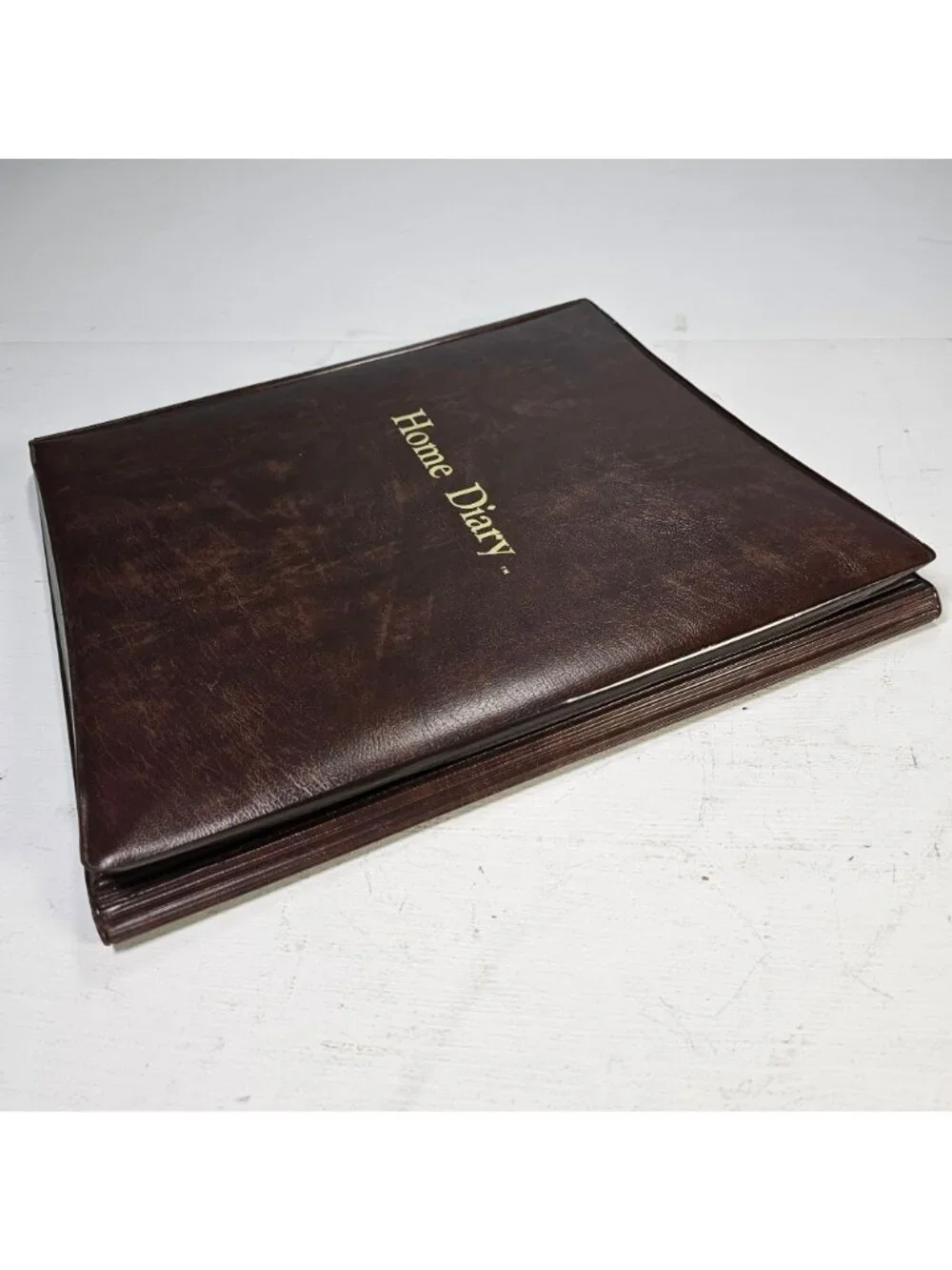 Vintage Home Diary Brown Faux Leather Document Binder with Log Book 11x12